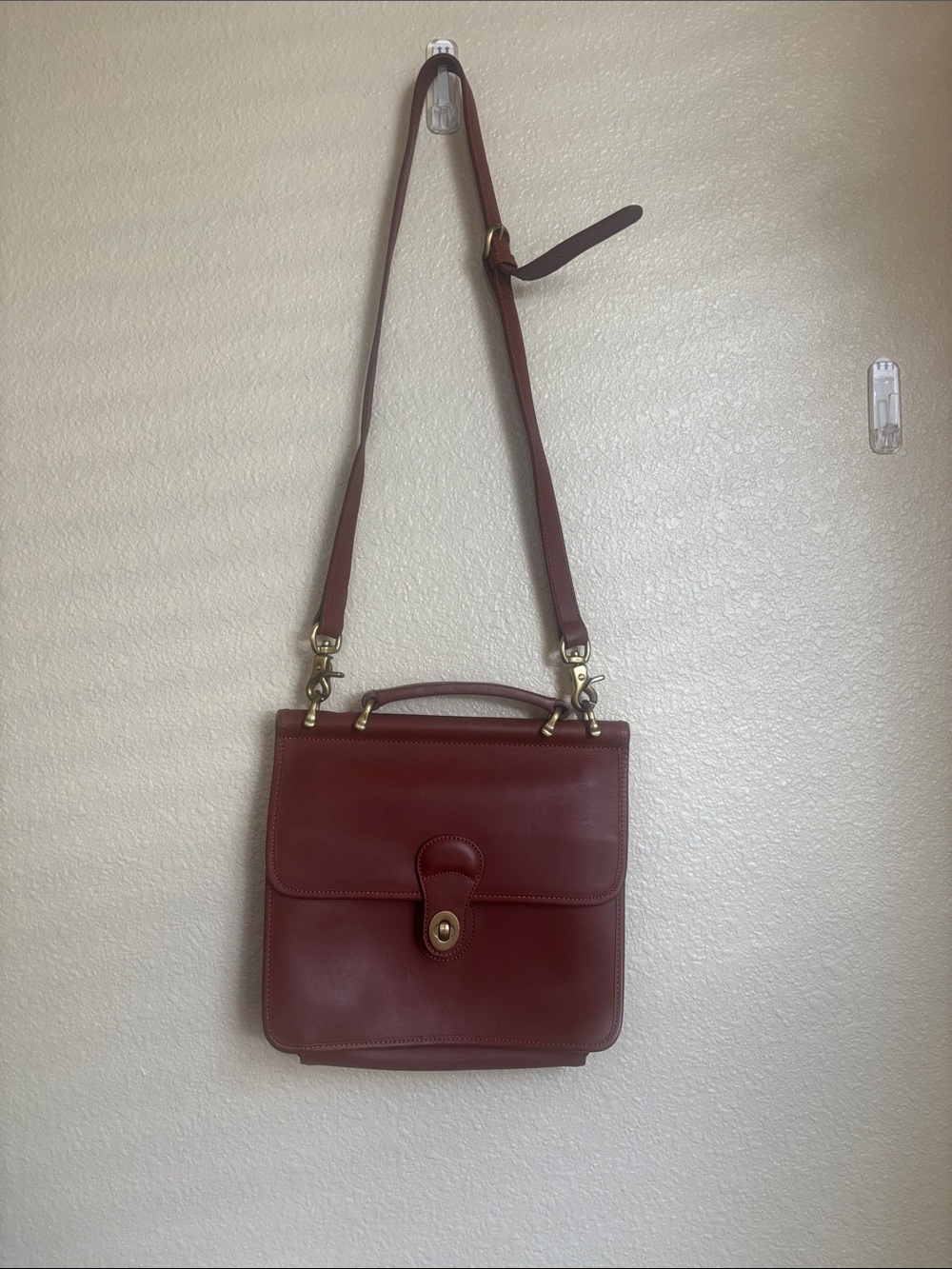 Leather Crossbody Satchel Bag - Brown
